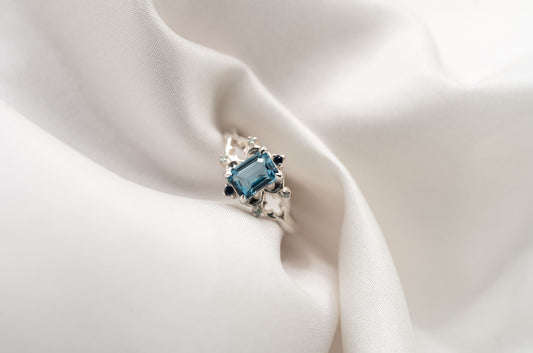 Swiss Blue Topaz Silver Aubert Ring Size 5.75