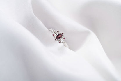 Emily St. Aubert Ring | Oval Rhodolite Garnet | Silver | Size 5.75