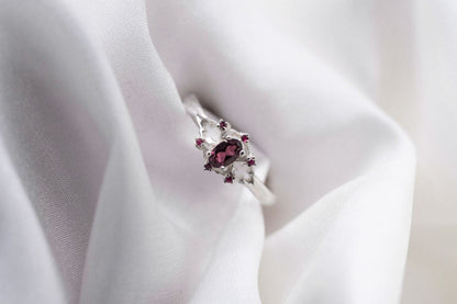 Emily St. Aubert Ring | Oval Rhodolite Garnet | Silver | Size 5.75