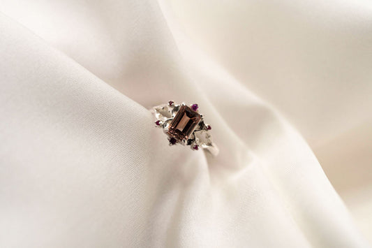 Emily St. Aubert Ring | Emerald-cut Brown Tourmaline | Silver | Size 6