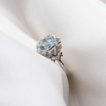 Aquamarine Silver Theia Ring Size 5.75