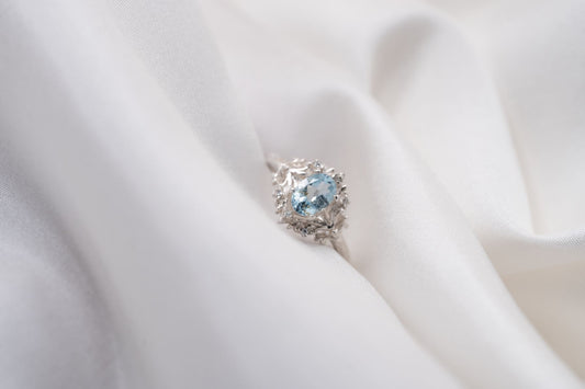 Aquamarine Silver Theia Ring Size 5.75