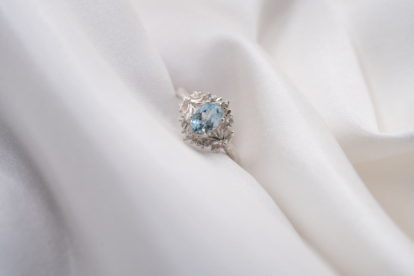 Aquamarine Silver Theia Ring Size 5.75