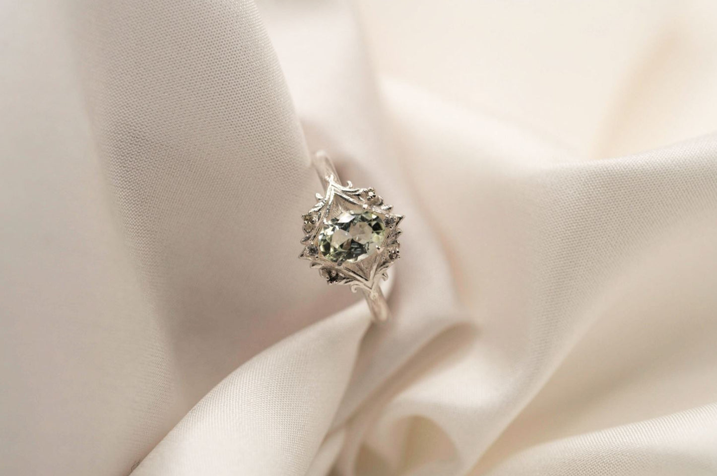 Theia Ring | Light Mint-Green Oval Tourmaline| Silver | Size 6.75