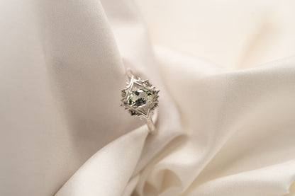 Theia Ring | Light Mint-Green Oval Tourmaline| Silver | Size 6.75