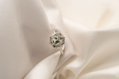 Theia Ring | Light Mint-Green Oval Tourmaline| Silver | Size 6.75