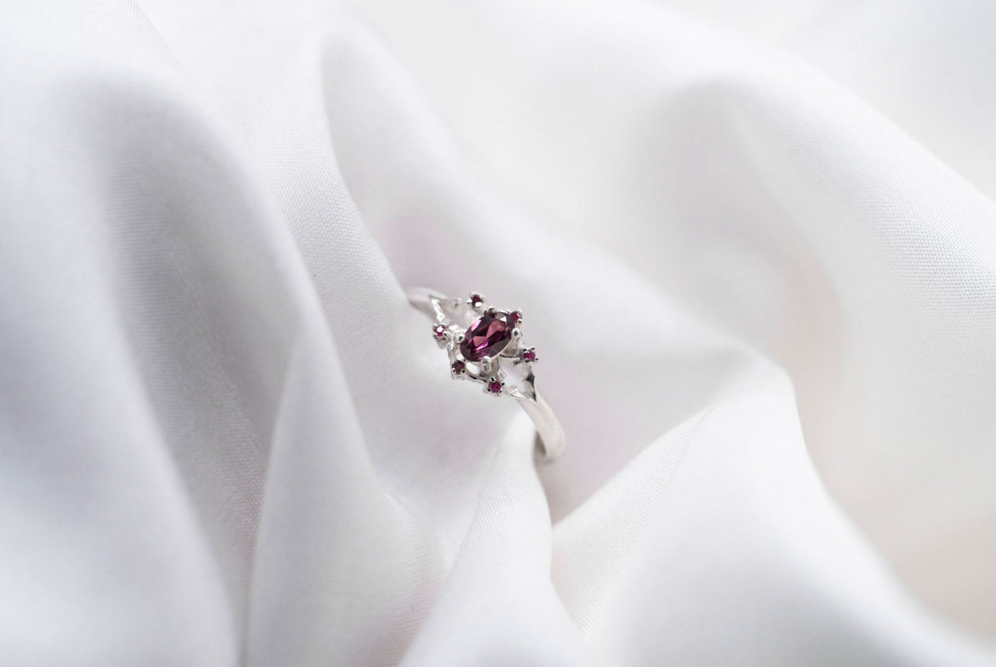 Rhodolite Garnet Silver Aubert Ring Size 8