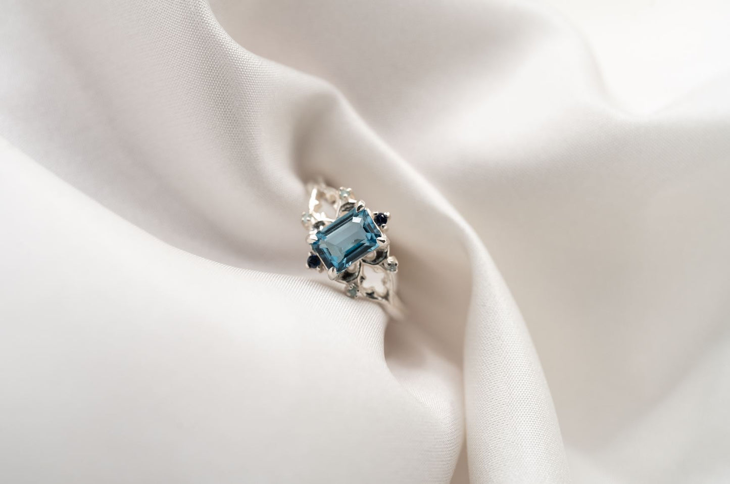 Swiss Blue Topaz Silver Aubert Ring Size 5.75