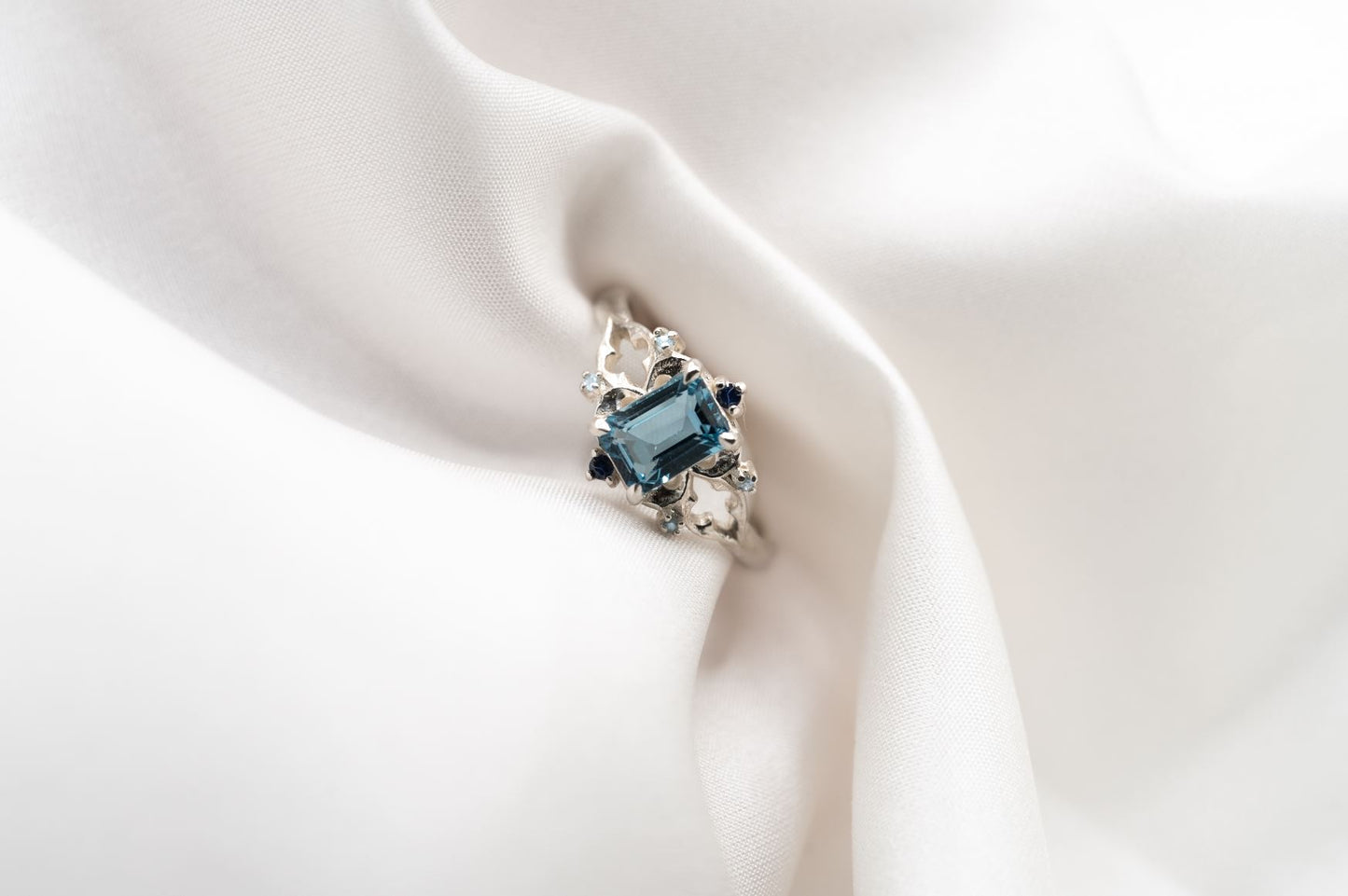 Swiss Blue Topaz Silver Aubert Ring Size 5.75