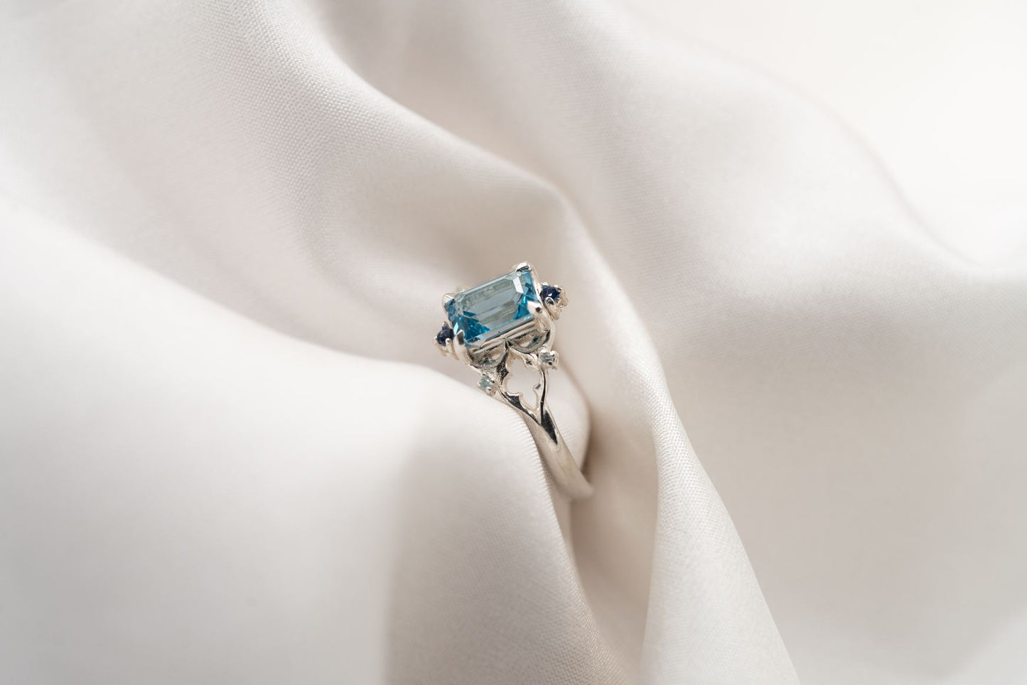 Swiss Blue Topaz Silver Aubert Ring Size 5.75