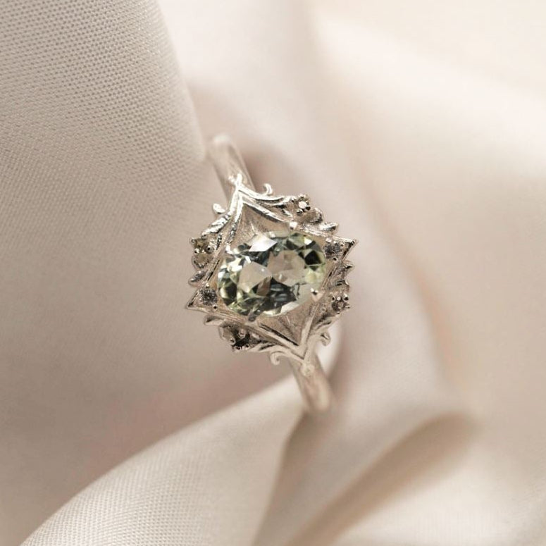 Mint Tourmaline Silver Theia Ring Size 6.75